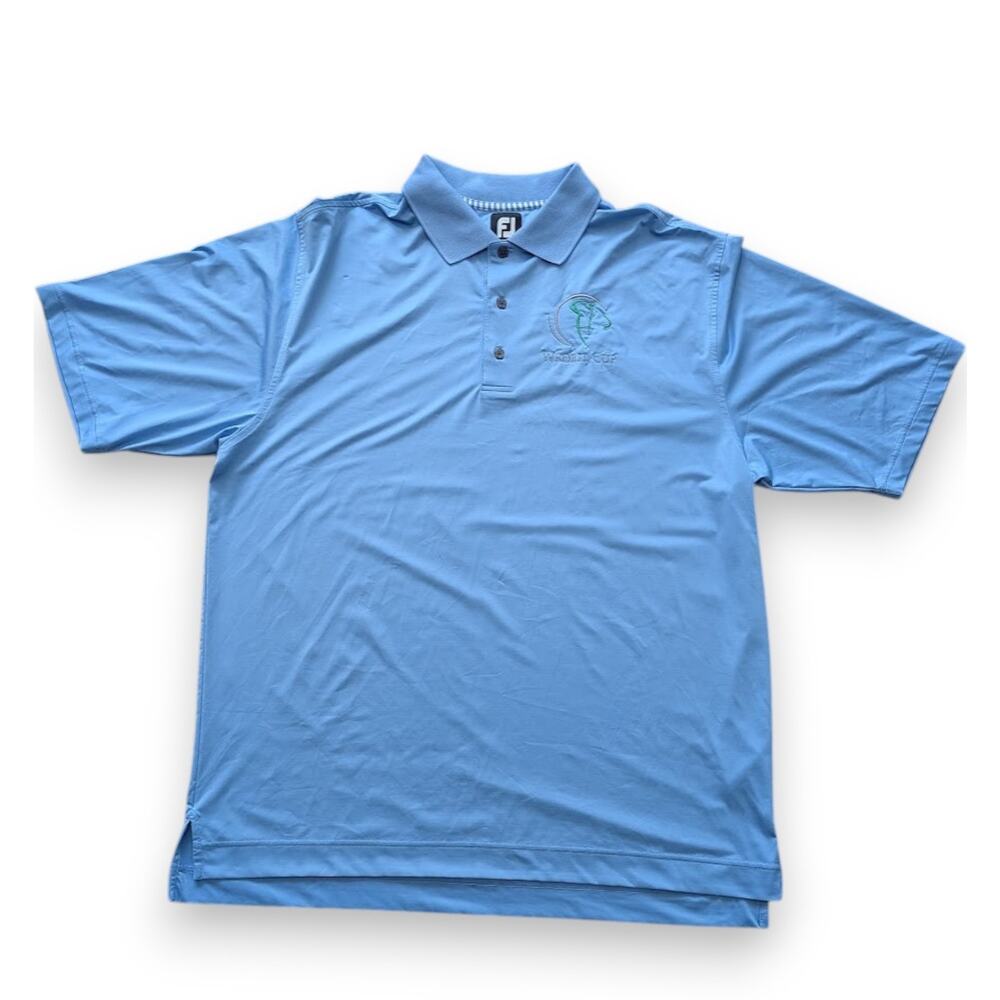 FootJoy FJ Men’s Golf Polo Shirt XL Light Blue Collar Embroidered Logo